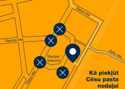 Būvdarbu laikā mainīta piekļuve Cēsu pasta nodaļai