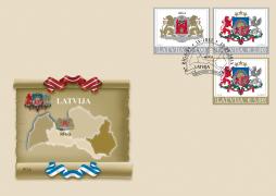 Latvijas Pasts izdod pirmās eiro nominālvērtības pastmarkas ar ģerboņu attēliem