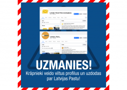Uzmanies – krāpnieki Latvijas Pasta vārdā veido viltus profilus vietnē Facebook 