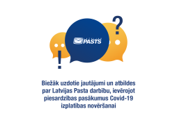 Frequently asked questions and answers about the operations of Latvijas Pasts during the state of emergency 