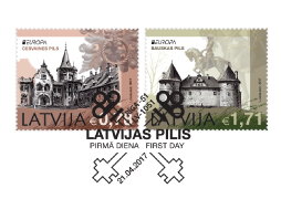 Eiropas sērijas pastmarkās – Bauskas un Cesvaines pils