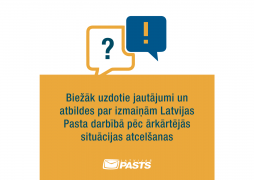 Frequently asked questions and answers about changes in the operations of Latvijas Pasts after the emergency status is lifted