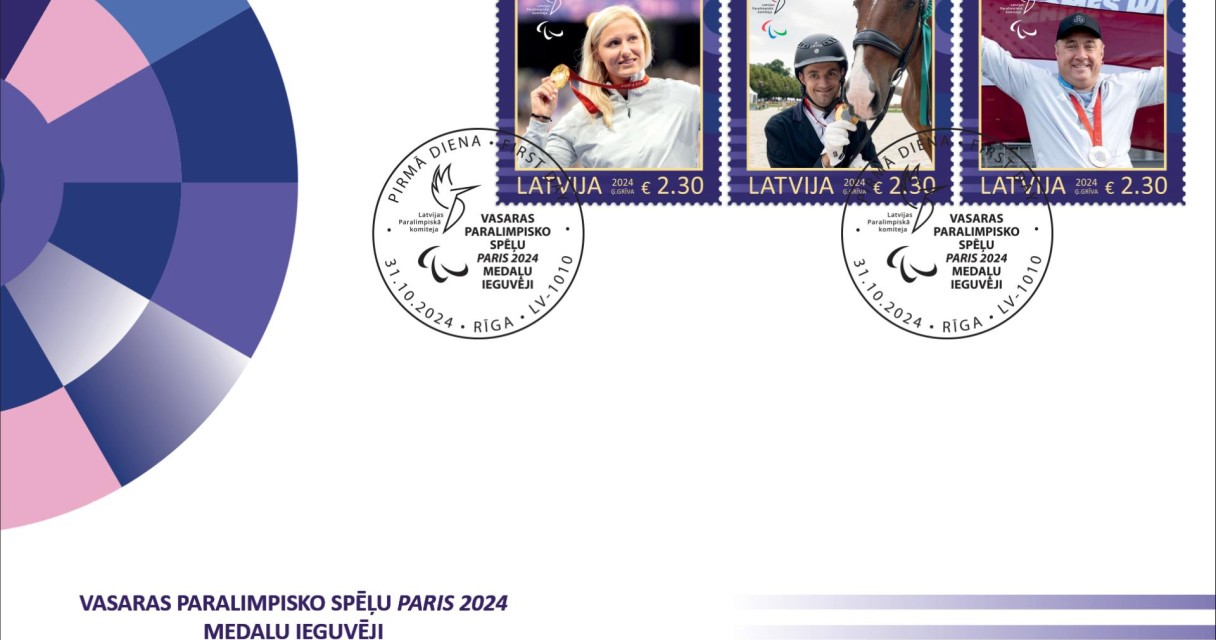 2024-10-29_11_19_45_LP izdod pastmarku Paralimpisko spelu Parize 2024 cempioniem Latvijas Pasts dedicates a block of stamps to Paris Paralympics champions