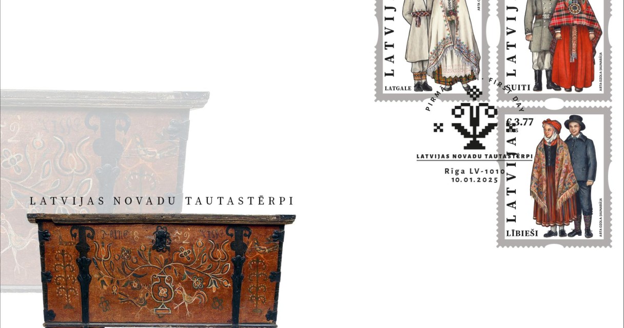 LP gadu sak, godinot novadu tautasterpu unikalitati pastmarkas "Latvijas Pasts" gadu sāk, pastmarkās izceļot novadu tautastērpu unikalitāti