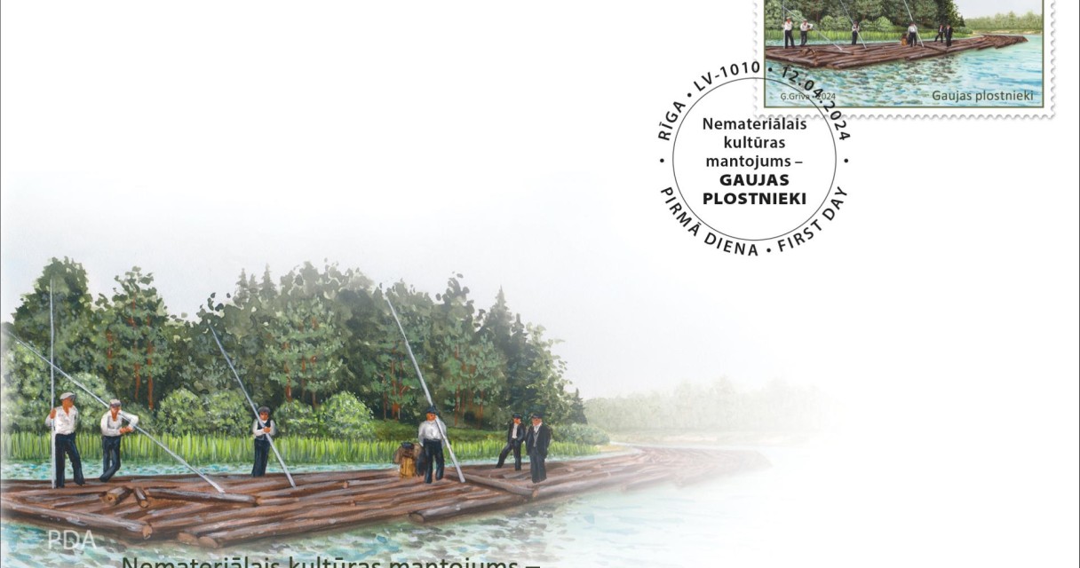 GaujasPlostnieki2024_aploksne "Latvijas Pasts" izdod Gaujas plostniekiem veltītu pastmarku