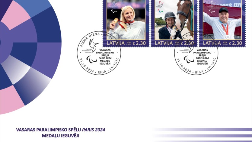 2024-10-29_11_19_45_LP izdod pastmarku Paralimpisko spelu Parize 2024 cempioniem "Latvijas Pasts" Paralimpisko spēļu Parīzē čempioniem velta pastmarku bloku
