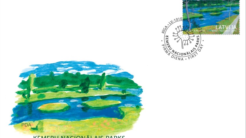 Aploksne_Kemeru_Nacionalais_parks A new stamp showcases Kemeri National Park as a miniature painting