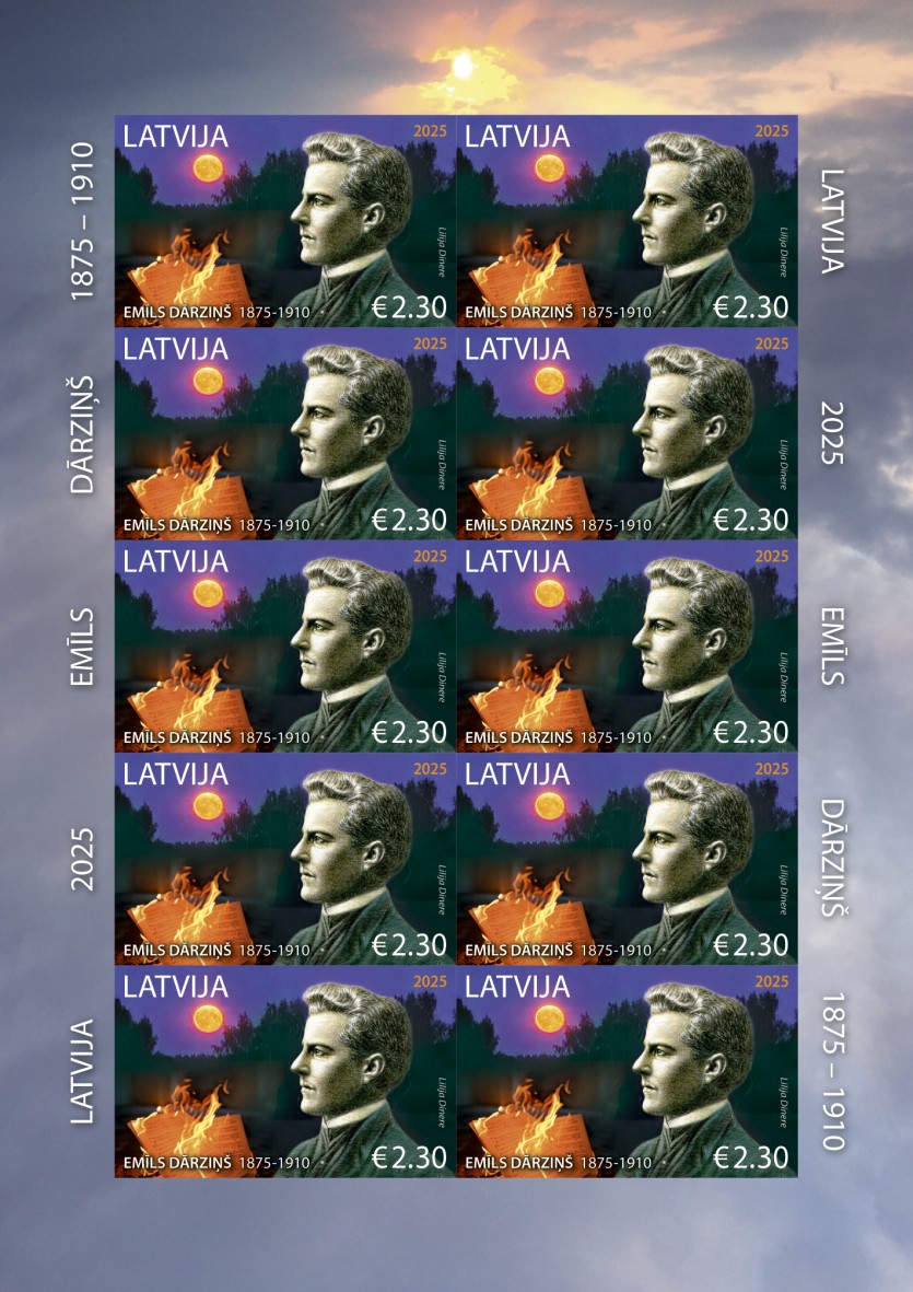 E_Dārziņš_pastmarka “Latvijas Pasts” velta pastmarku Emīlam Dārziņam