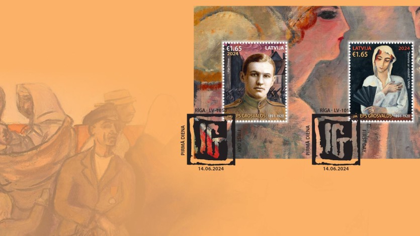 Aploksne_JazepsGrosvalds "Latvijas Pasts" velta pastmarku Jāzepam Grosvaldam