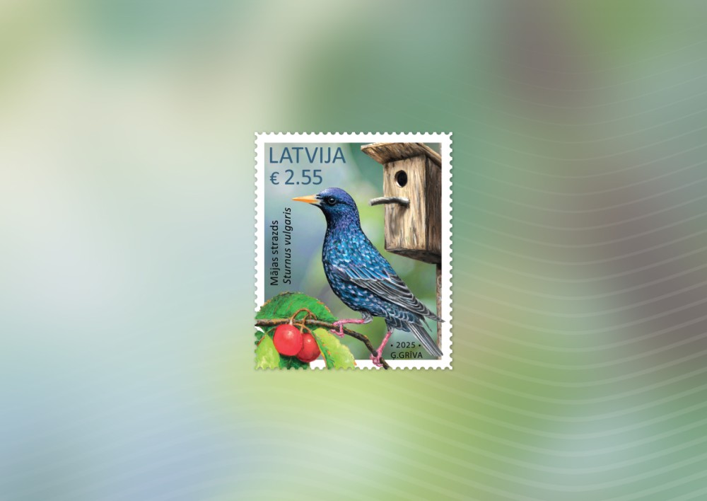 Pastmarka_Majas strazds pastmarkas dizains ar mājas strazdu